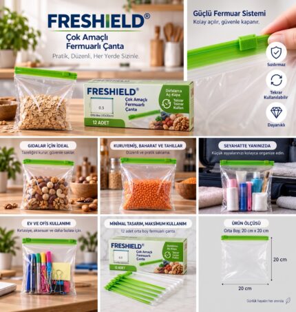 Freshield Çok Amaçlı Fermuarlı Orta Boy Çanta